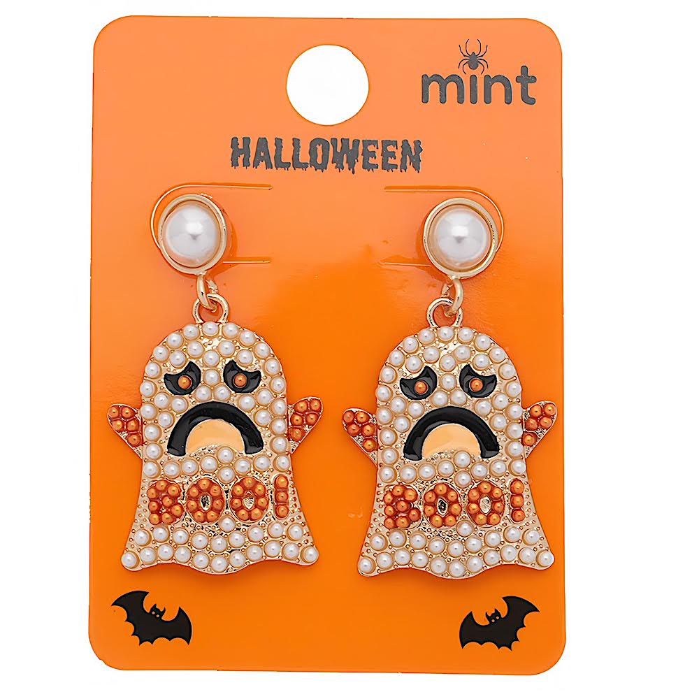 Halloween Pearl Pumpkin Drop Earrings