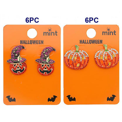 Rhinestone Halloween Pumpkin Earring