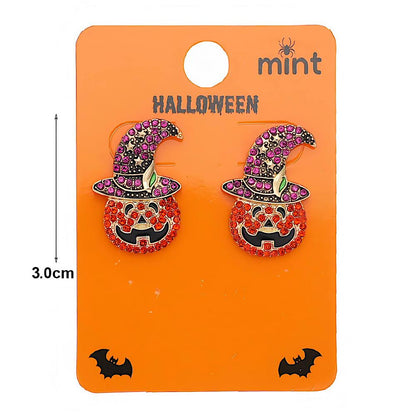 Rhinestone Halloween Pumpkin Earring