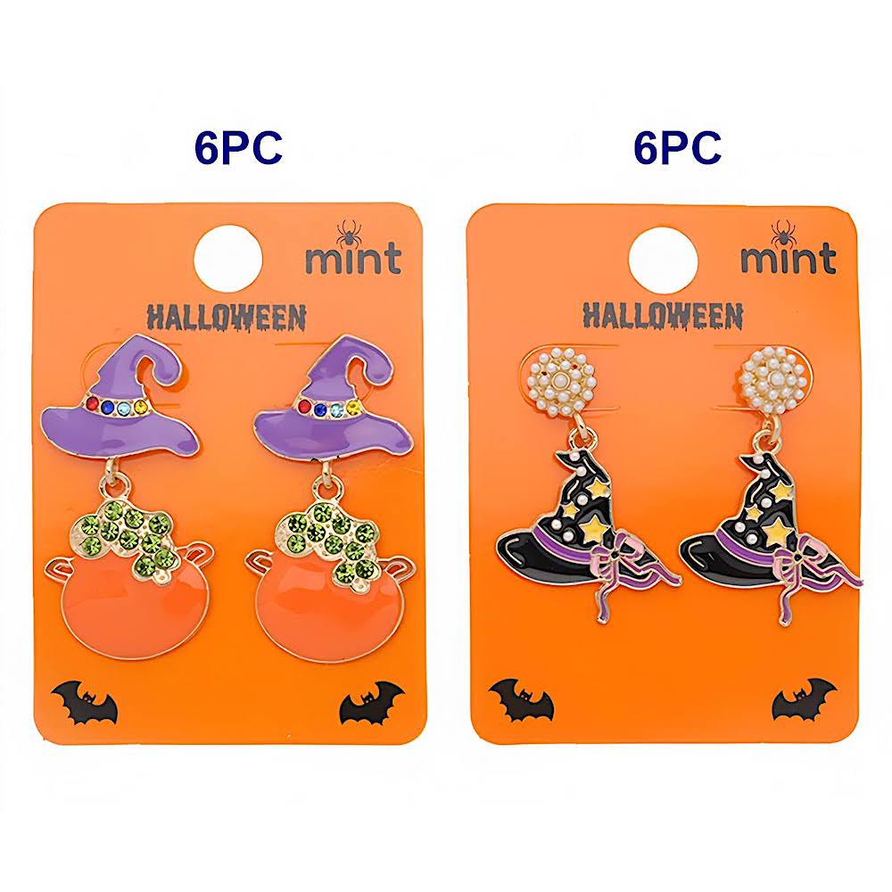 Halloween Enamel Witch Hat Drop Earrings
