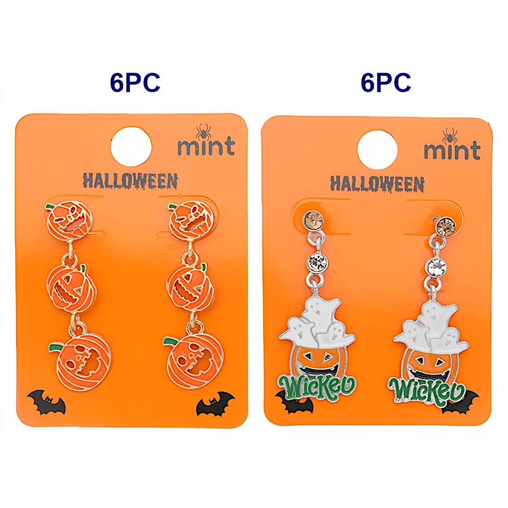 Halloween Enamel Pumpkin Drop Earrings