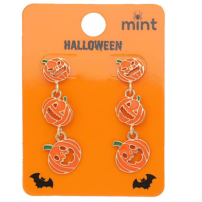Halloween Enamel Pumpkin Drop Earrings