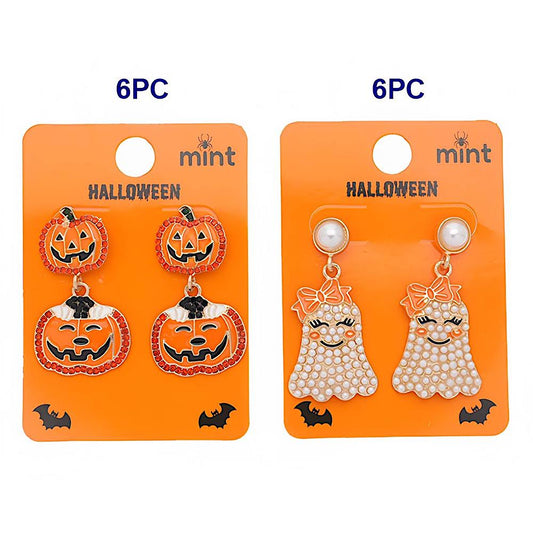 Halloween Pumpkin & Ghost Drop Earrings