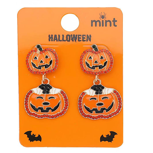 Halloween Pumpkin & Ghost Drop Earrings