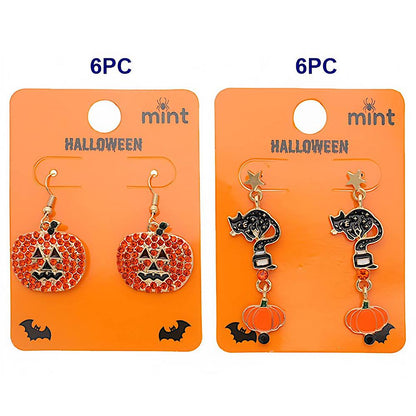 Halloween Pumpkin & Black Cat Drop Earrings