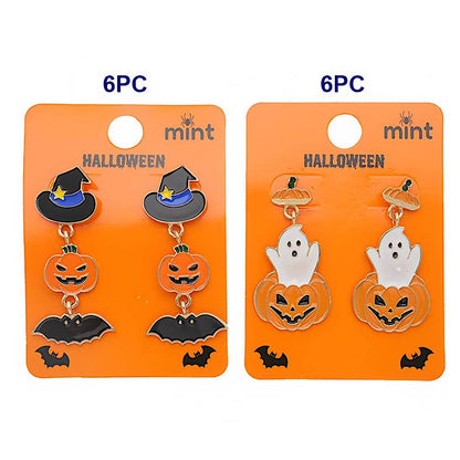 Halloween Enamel Witch Hat & Pumpkin Ghost Surprise Earrings