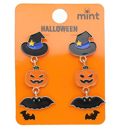 Halloween Enamel Witch Hat & Pumpkin Ghost Surprise Earrings