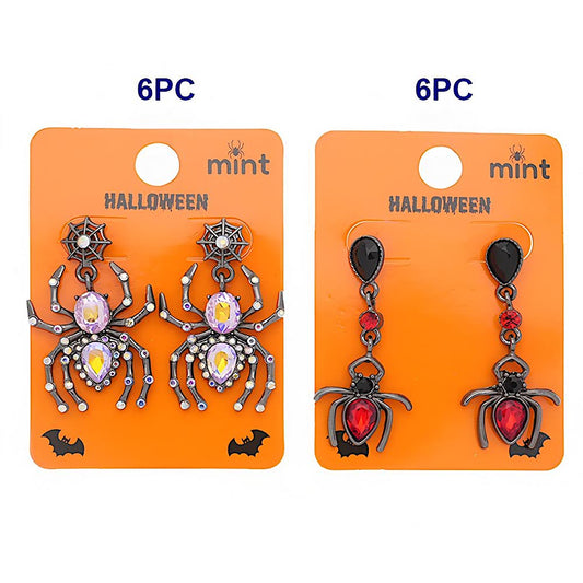Halloween Rhinestone Spider Earrings
