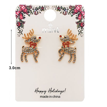 Christmas Rhinestone Reindeer Earring