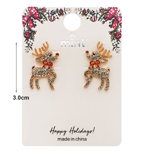 Christmas Rhinestone Reindeer Earring