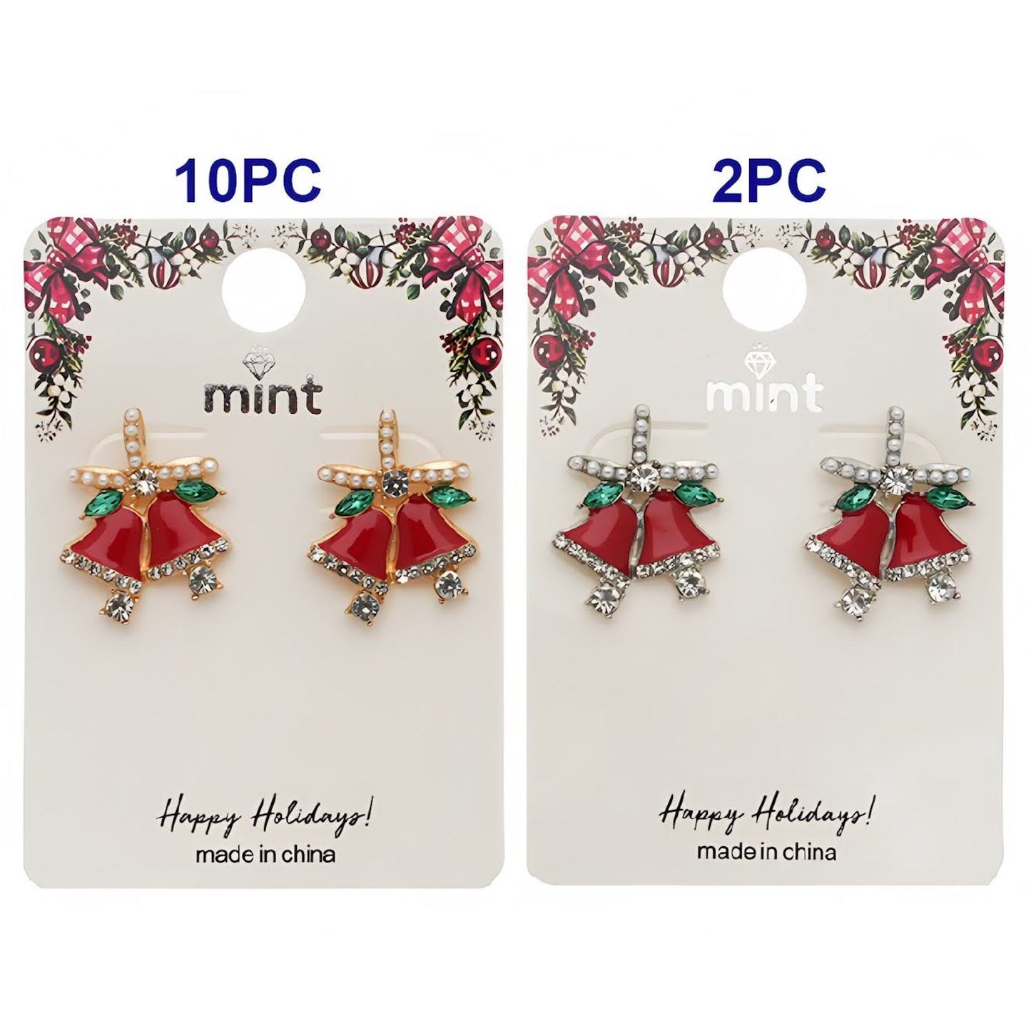 Rhinestone Enamel Christmas Bells Earring