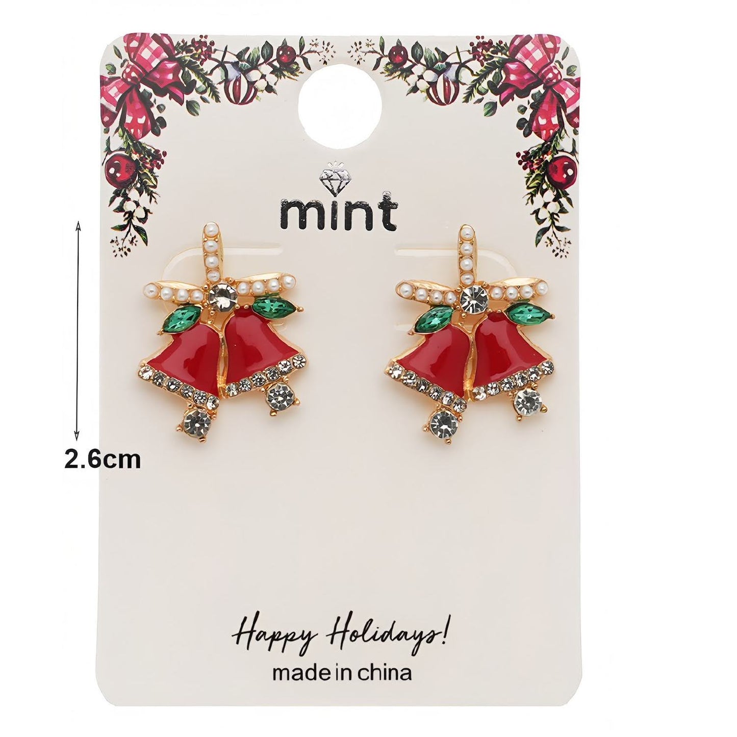 Rhinestone Enamel Christmas Bells Earring