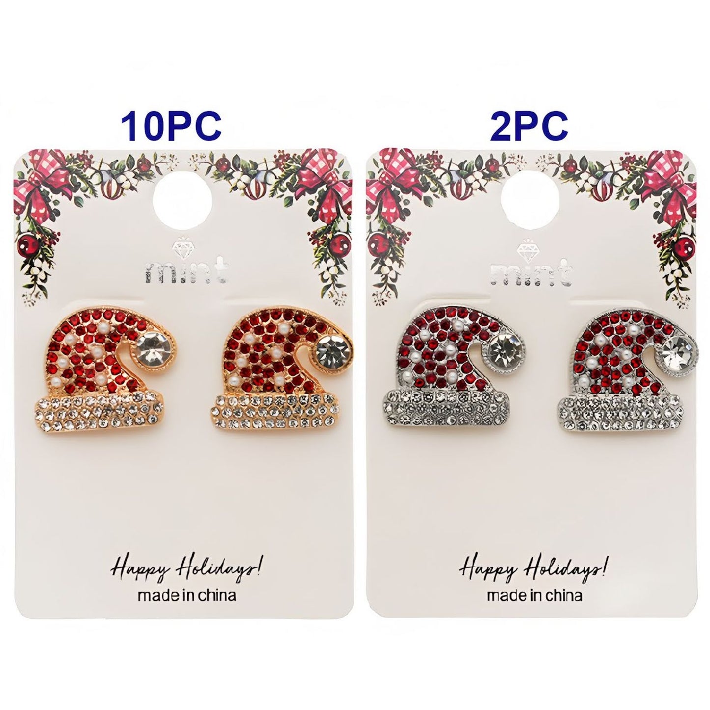 Rhinestone Christmas Hat Earring