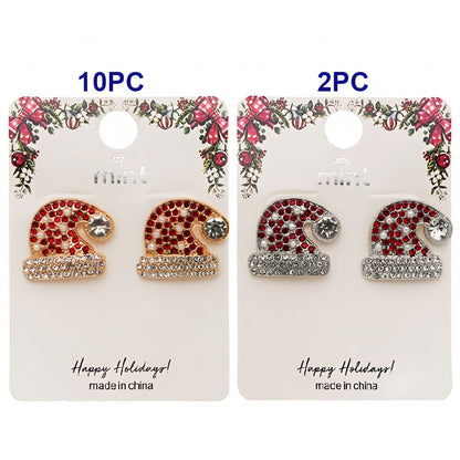 Rhinestone Christmas Hat Earring
