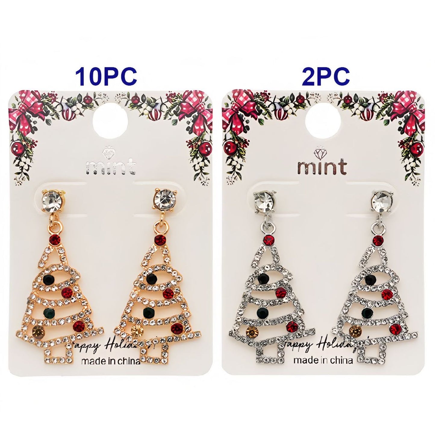 Rhinestone Christmas Tree Dangle Earring