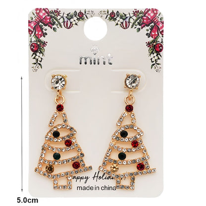 Rhinestone Christmas Tree Dangle Earring