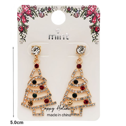 Rhinestone Christmas Tree Dangle Earring