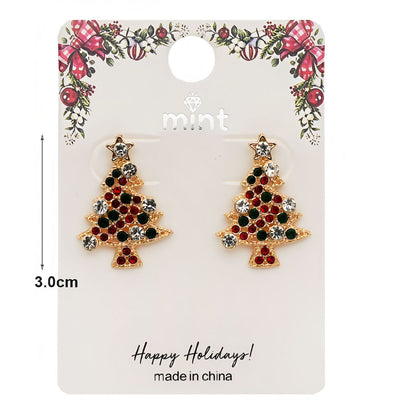 Rhinestone Christmas Tree Earring