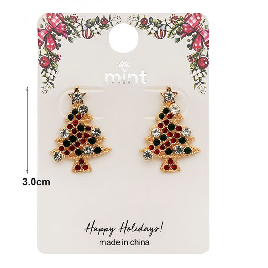 Rhinestone Christmas Tree Earring