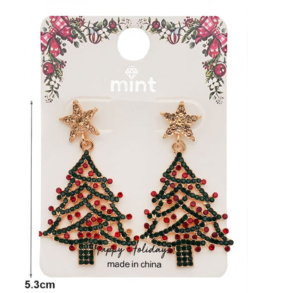 Rhinestone Christmas Tree Dangle Earring