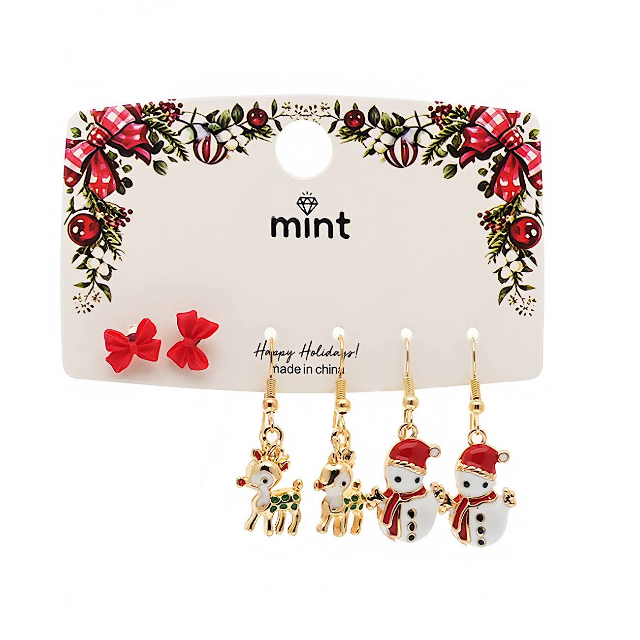 Christmas 3 Pair Assorted Earring Set