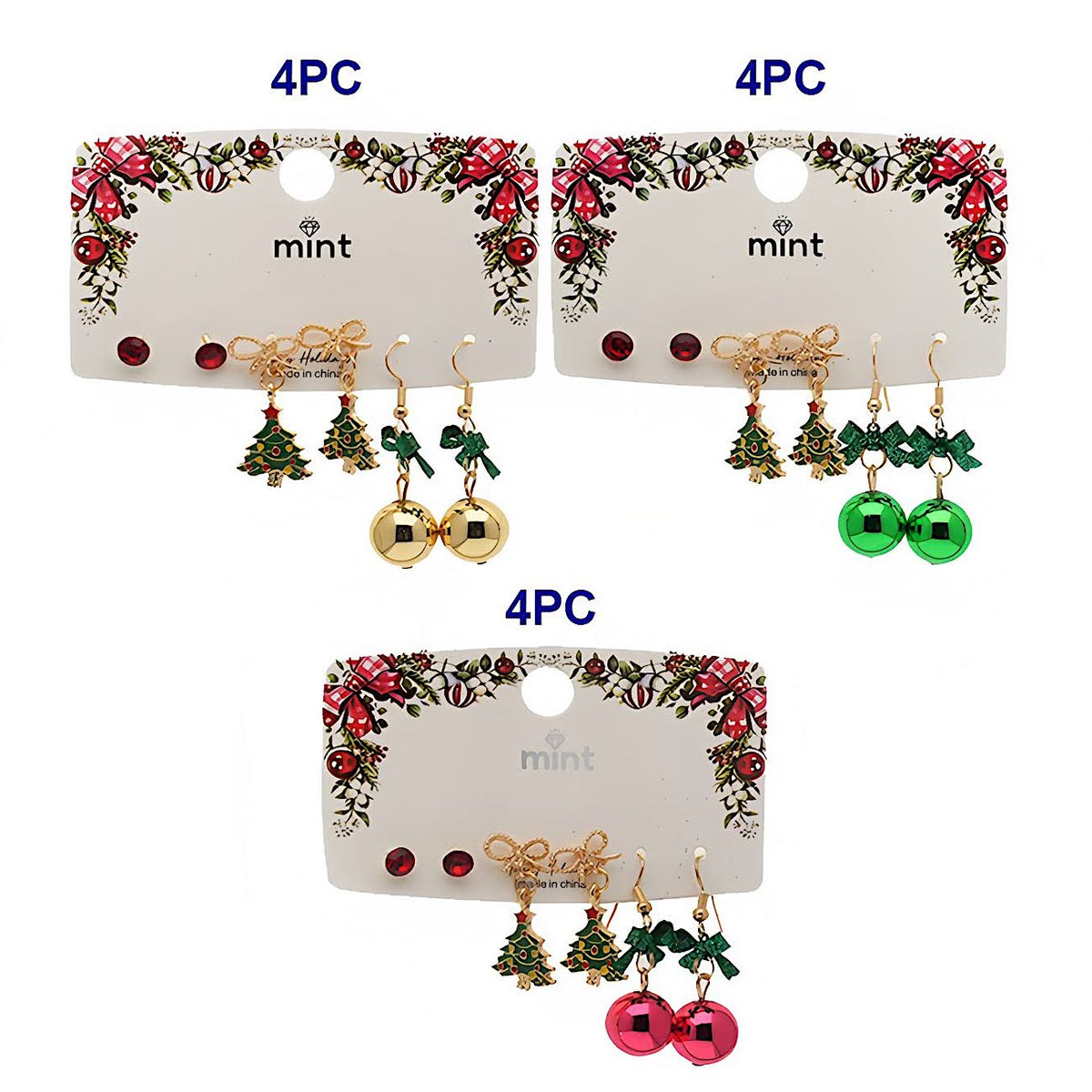 Christmas 3 Pair Assorted Earring Set