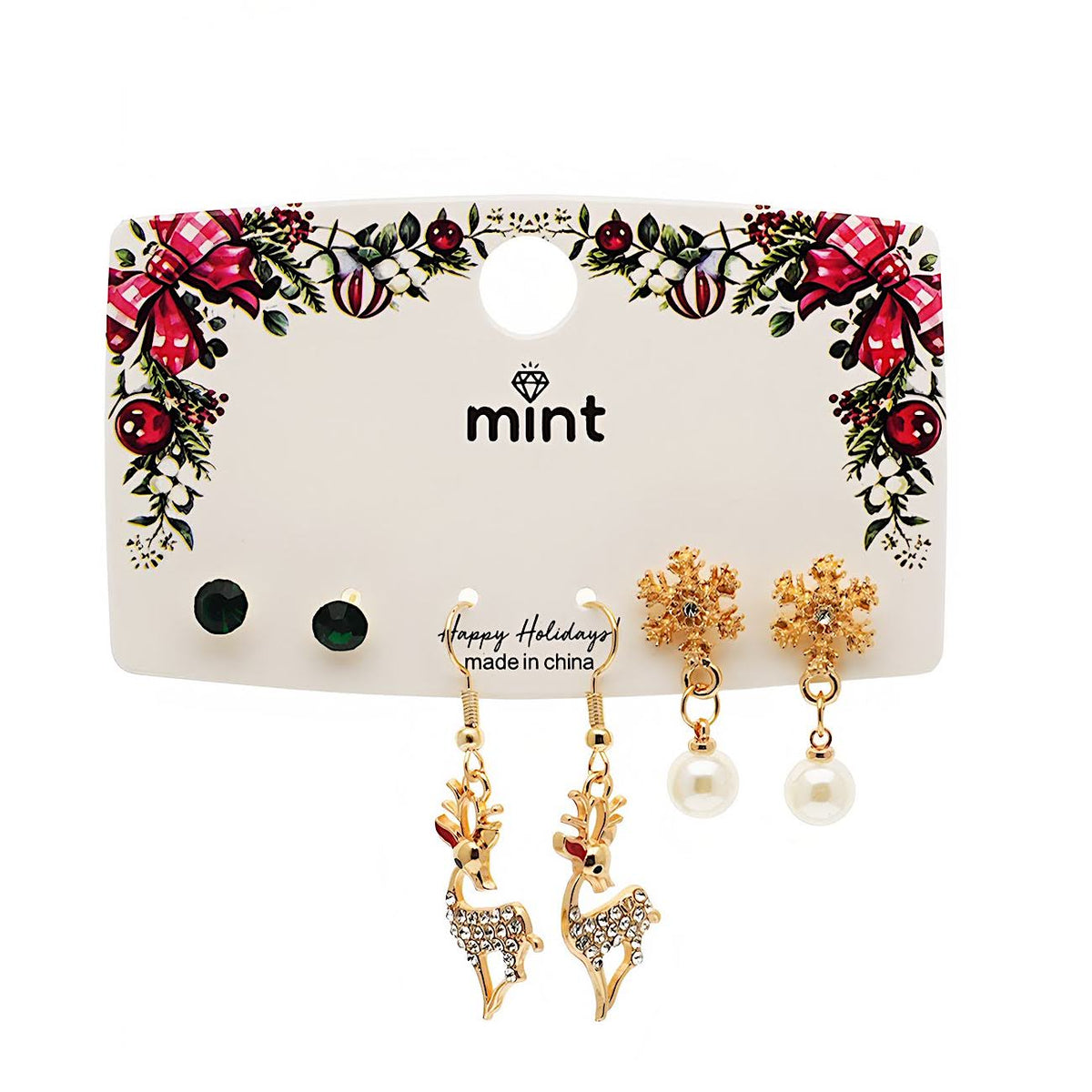 Christmas 3 Pair Assorted Earring Set