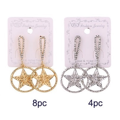 JAE22222 - Metal Star Drop Earring