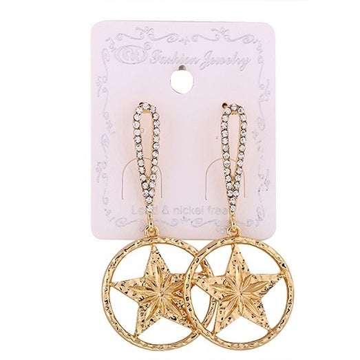 JAE22222 - Metal Star Drop Earring