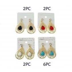 JAE23154 - Filigree Teardrop Stone Earring
