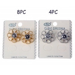 JAE25618 - Cubic Zirconia Flower Post Earring