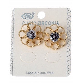 JAE25618 - Cubic Zirconia Flower Post Earring