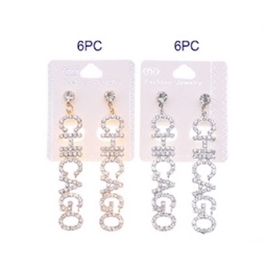 JAE35389 - Rhinestone Chicago Earring
