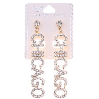 JAE35389 - Rhinestone Chicago Earring