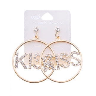JAE35406 - Rhinestone Kiss Earring