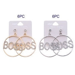 JAE35407 - Rhinestone Boss Earring