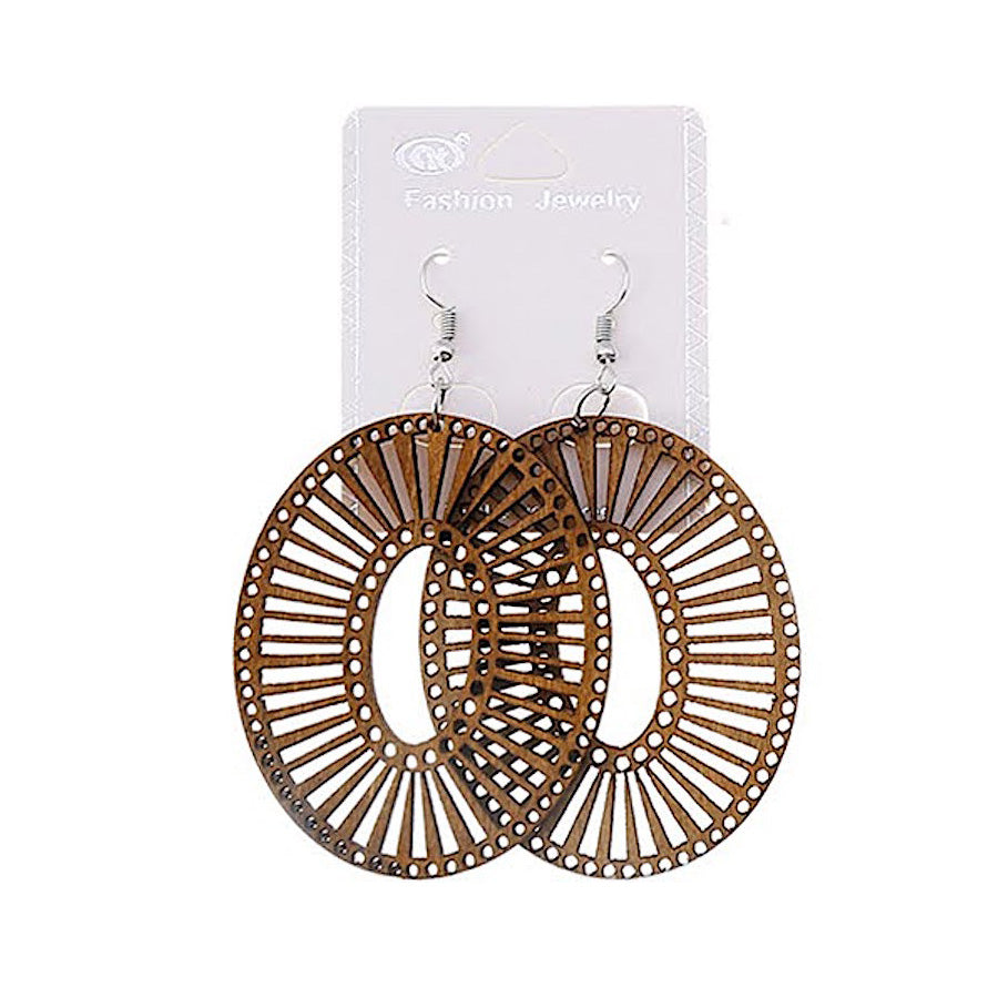 JAE35604 - Oval Wood Earring