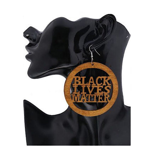 JAE36300 - Black Lives Matter Wood Earring