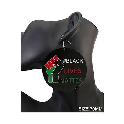 JAE36301 - Black Lives Matter Wood Earring