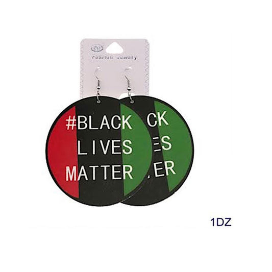 JAE36302 - Black Lives Matter Wood Earring