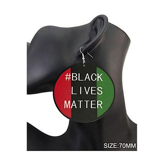 JAE36302 - Black Lives Matter Wood Earring