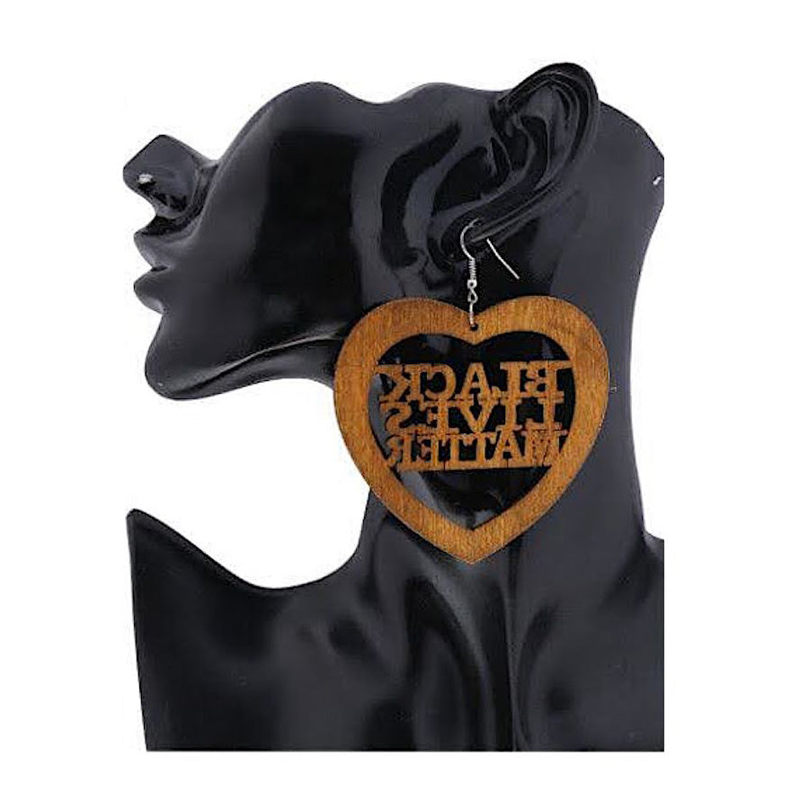 JAE36306 - Black Lives Matter Wood Earring