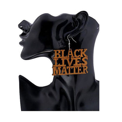 JAE36308 - Black Lives Matter Wood Earring