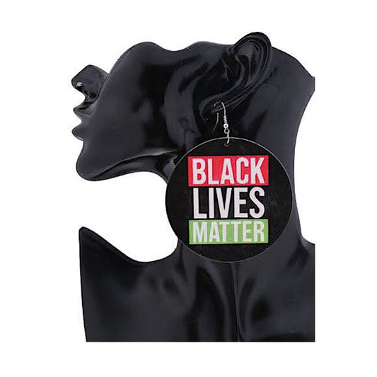 JAE36313 - Black Lives Matter Wood Earring