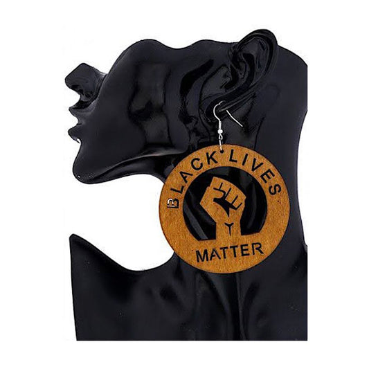 JAE36314 - Black Lives Matter Wood Earring