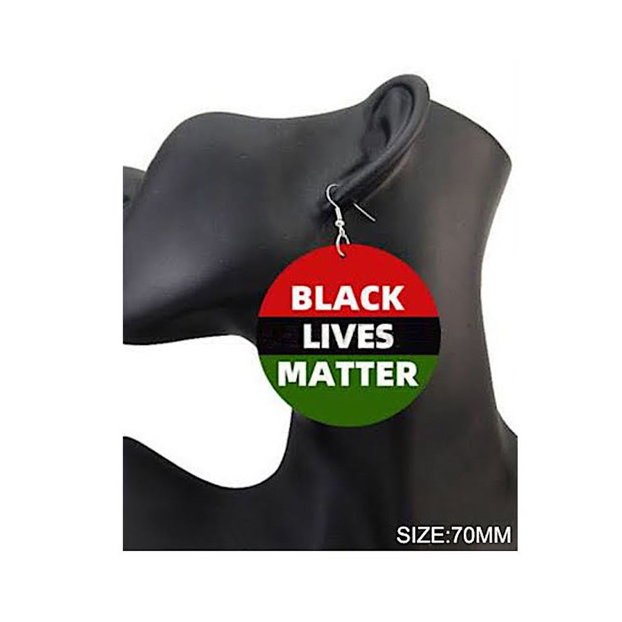 JAE36316 - Black Lives Matter Wood Earring