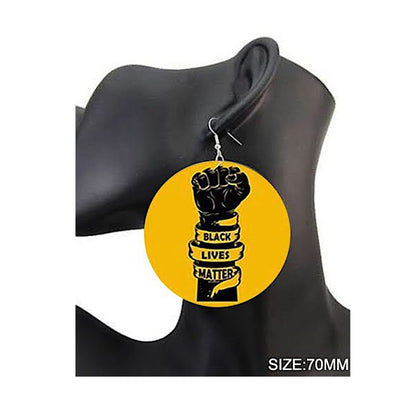 JAE36320 - Black Lives Matter Wood Earring