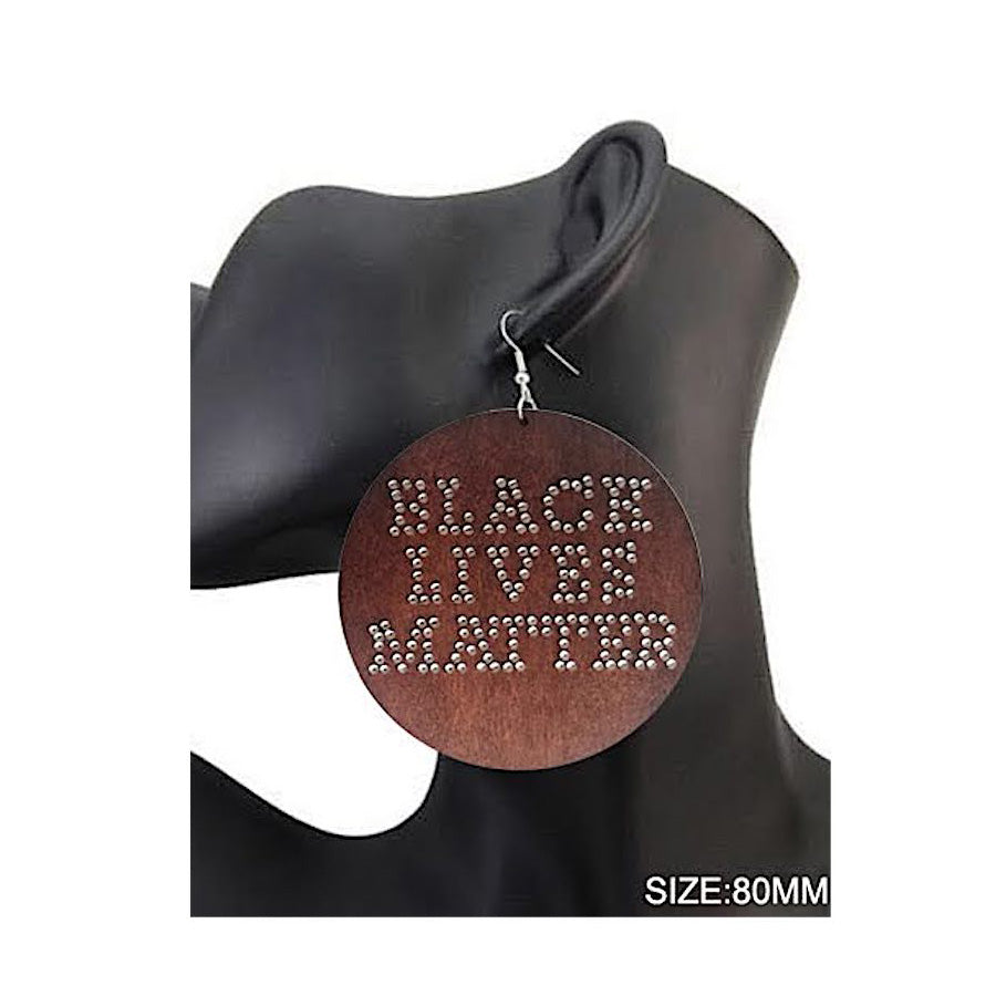 JAE36340 - Black Lives Matter Wood Earring