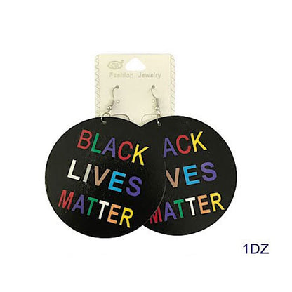 JAE36375 - Black Lives Matter Wood Earring