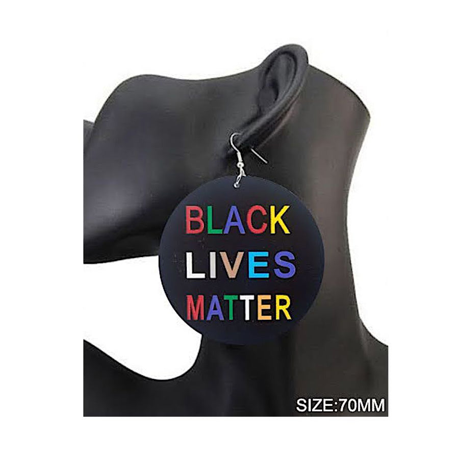 JAE36375 - Black Lives Matter Wood Earring